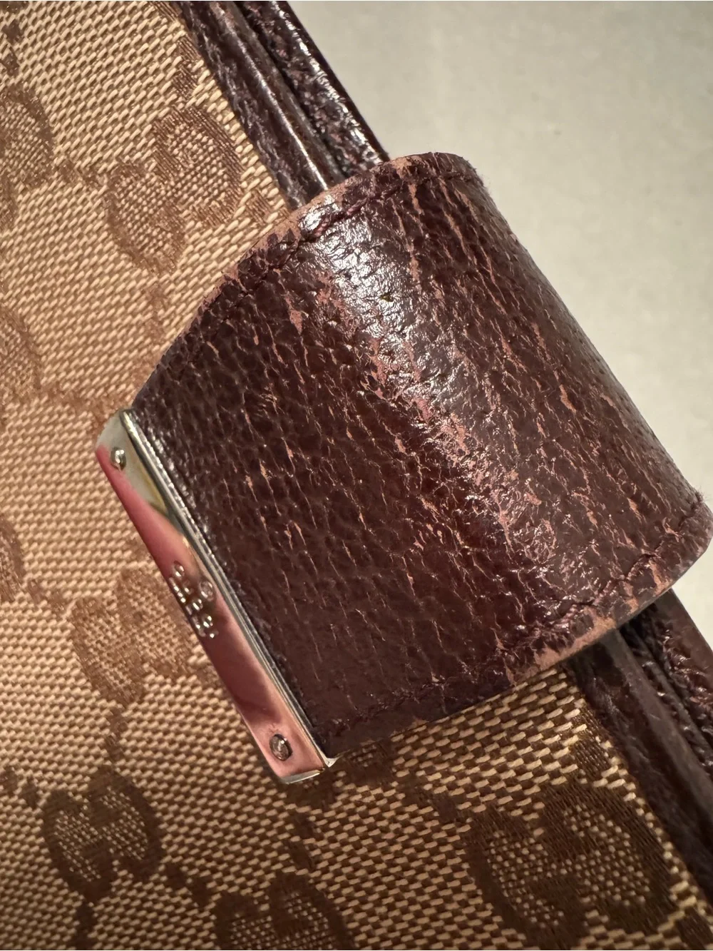 Gucci Brown GG Canvas agenda or Passport Cover with Leather Snap